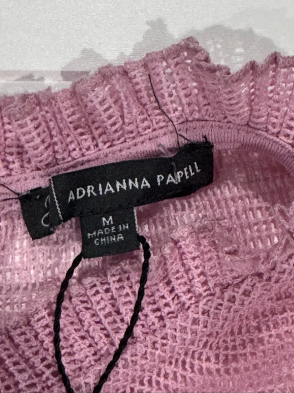 Adrianna Papell Dusty Pink Knit Top with Ruffle Neck Women’s Medium - Picture 2 of 6